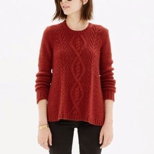 Madewell Red Cable Knit Sweater